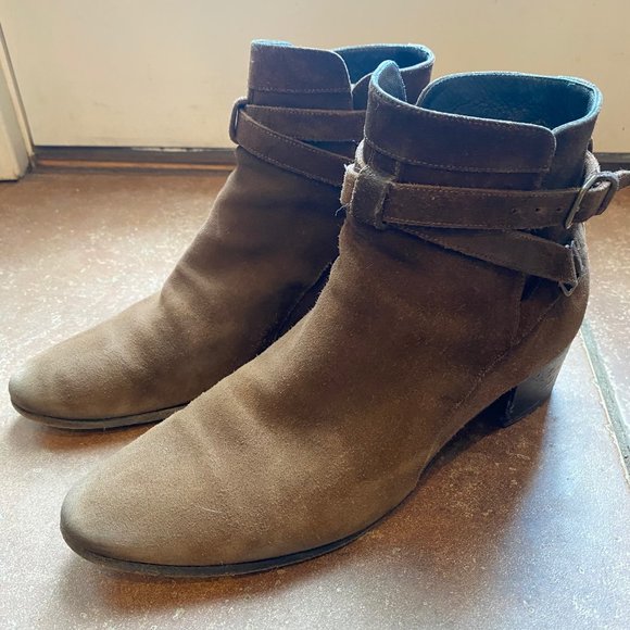 SAINT LAURENT Jodhpur Boots in Dark Brown Suede SIZE 39.5